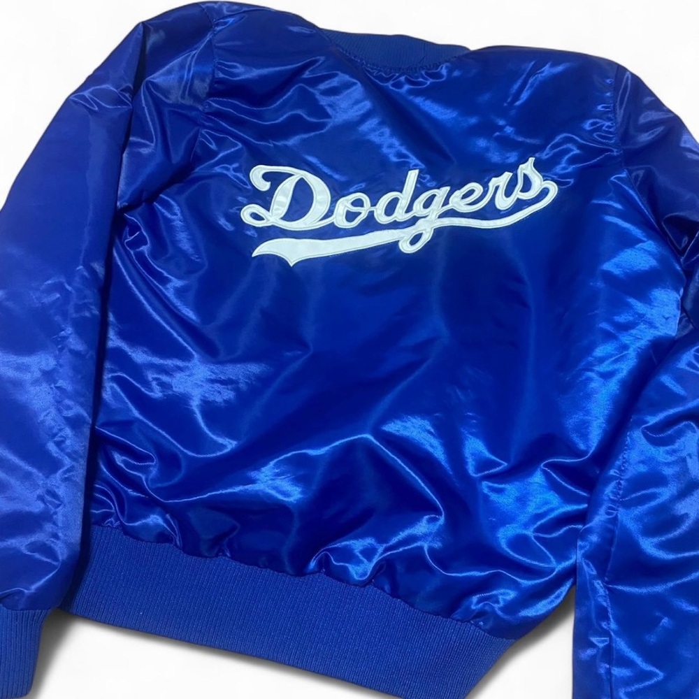 STARTER Blue and White Satin Baseball Jacket